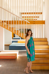 Teal Tropic One Shoulder Dress