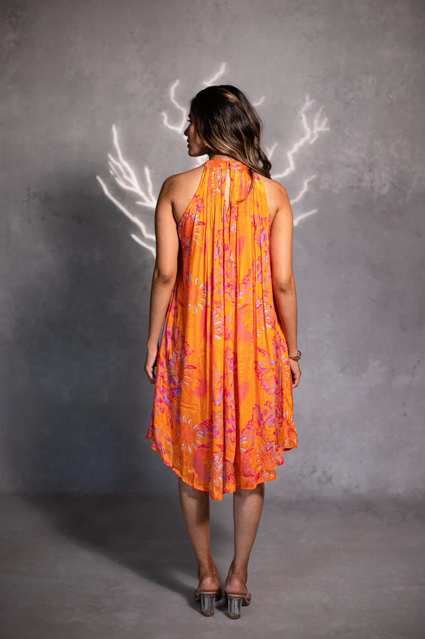 Sunset Blooms Halter Neck Dress