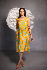 Mustard Bloom Knee-Length Dress