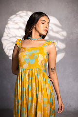 Mustard Bloom Knee-Length Dress