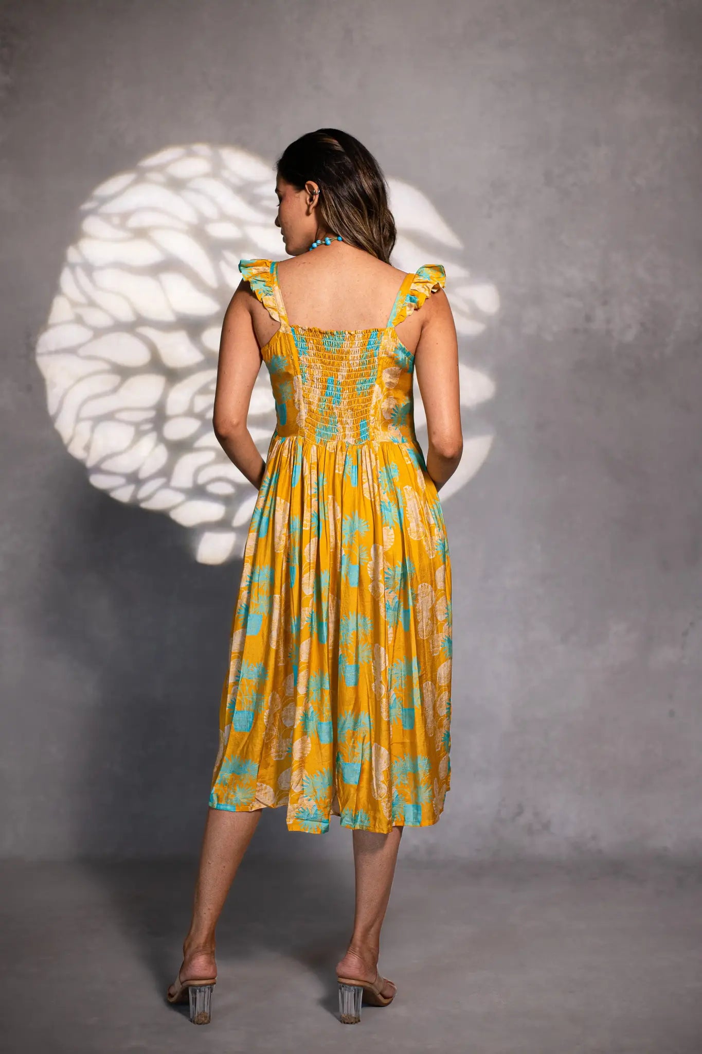 Mustard Bloom Knee-Length Dress