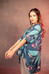 Sapphire Garden Floral Kaftan Top