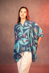 Sapphire Garden Floral Kaftan Top