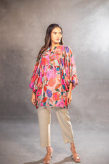 Blossom Bloom Floral Balloon Sleeve Tunic Top