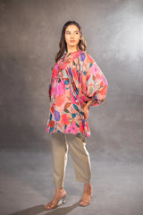 Blossom Bloom Floral Balloon Sleeve Tunic Top