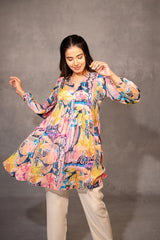 Rainbow Cascade Flowy Tunic Top