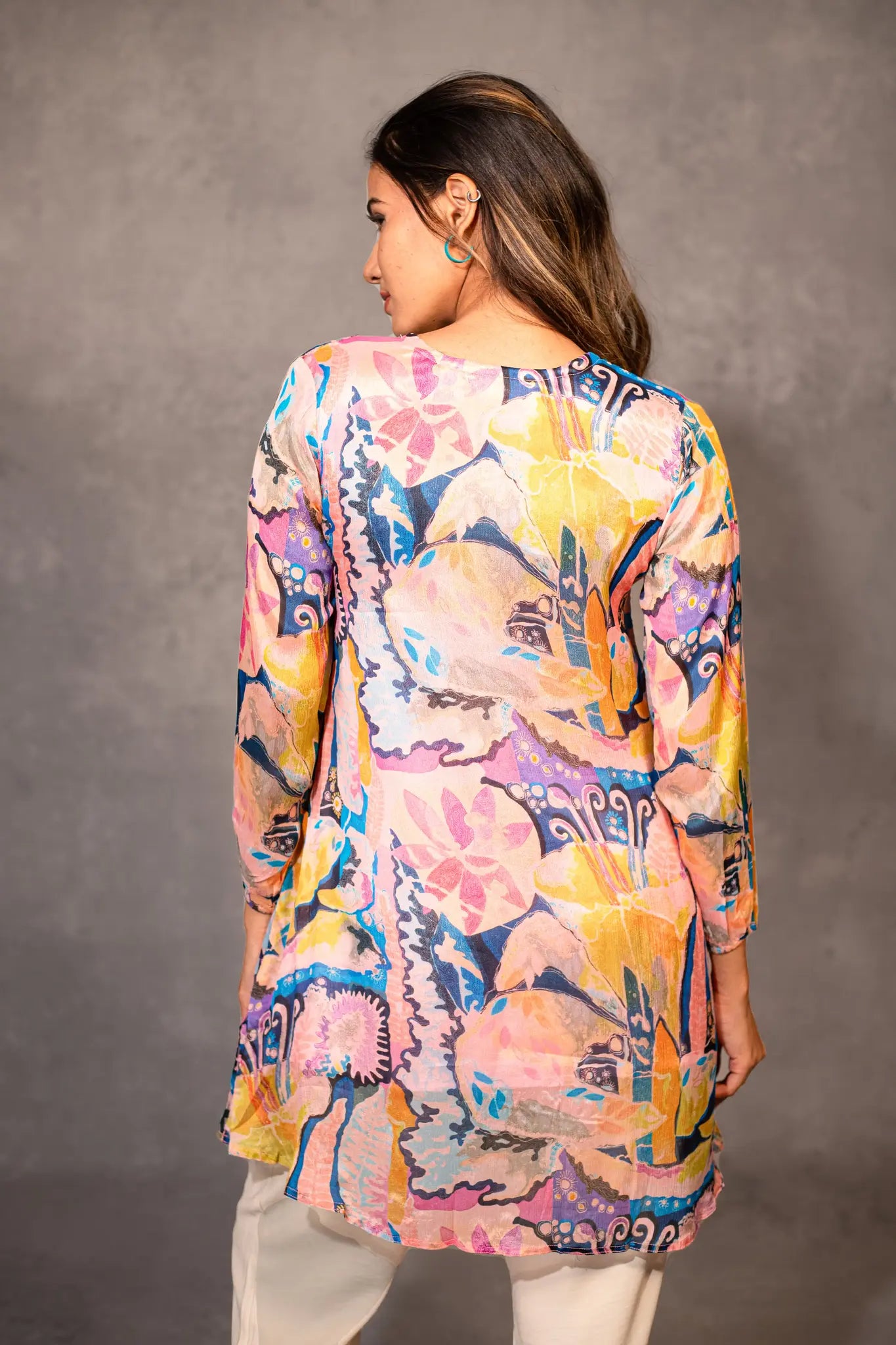 Rainbow Cascade Flowy Tunic Top