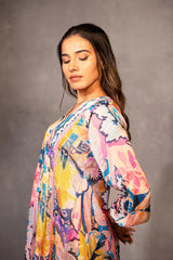 Rainbow Cascade Flowy Tunic Top