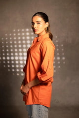 Tangerine Delight Puff Sleeve Shirt