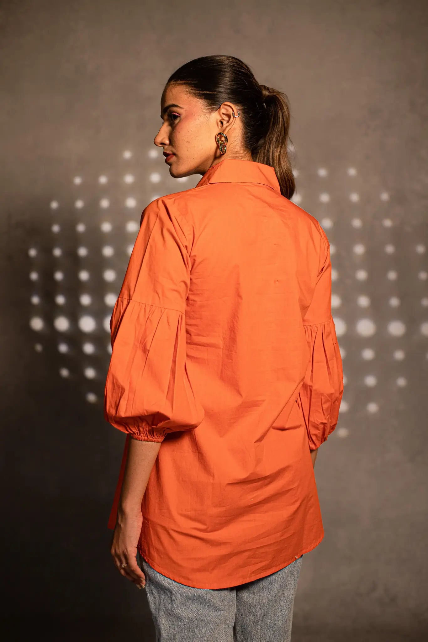 Tangerine Delight Puff Sleeve Shirt