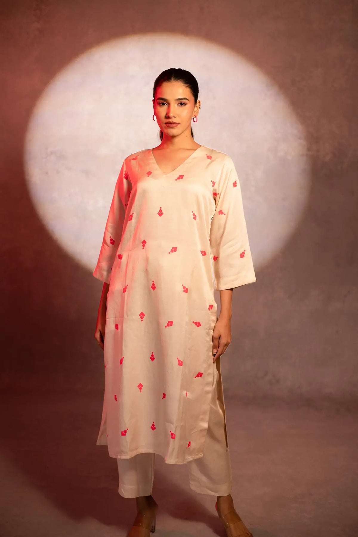 Neon Bloom Ivory Kurta and Pants Set