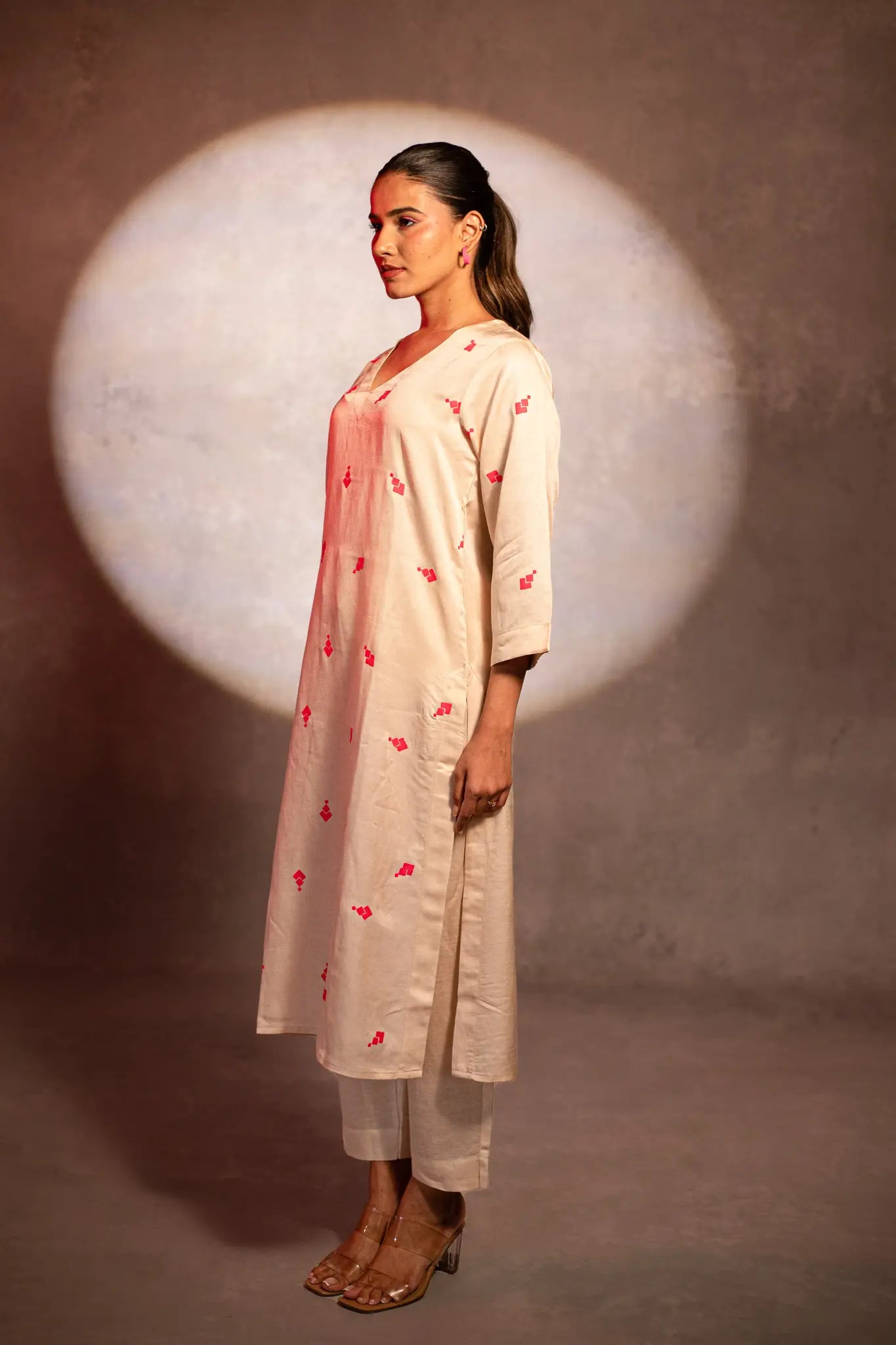 Neon Bloom Ivory Kurta and Pants Set