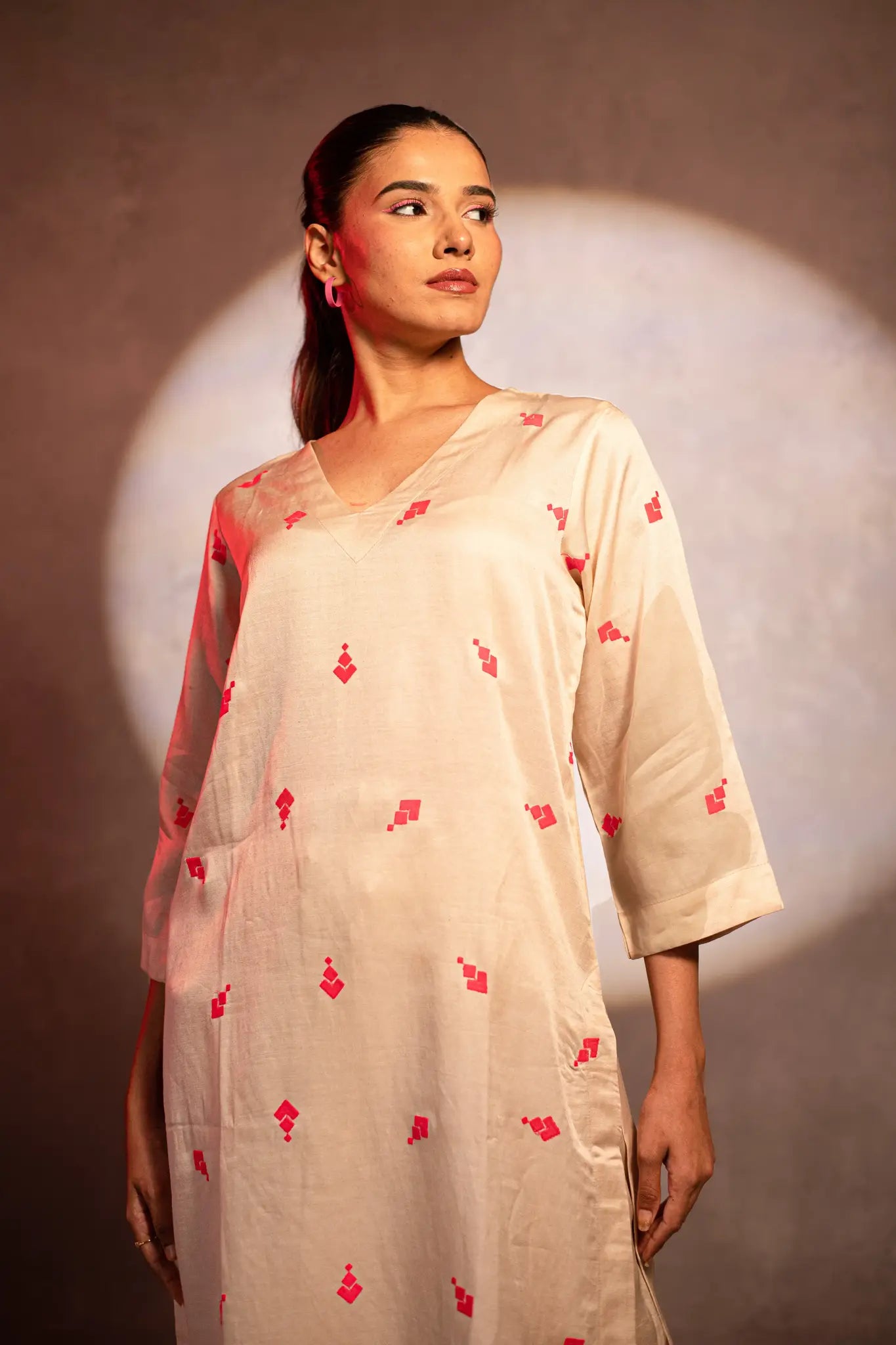 Neon Bloom Ivory Kurta and Pants Set