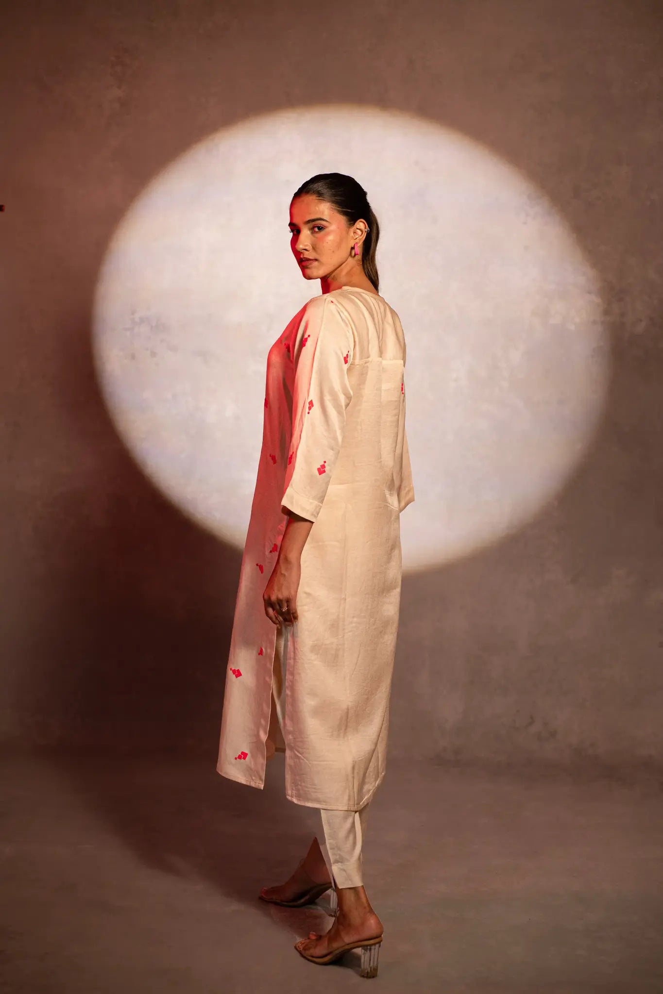 Neon Bloom Ivory Kurta and Pants Set