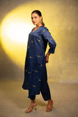 Neon Enchantment Navy Blue Kurta and Pants Set