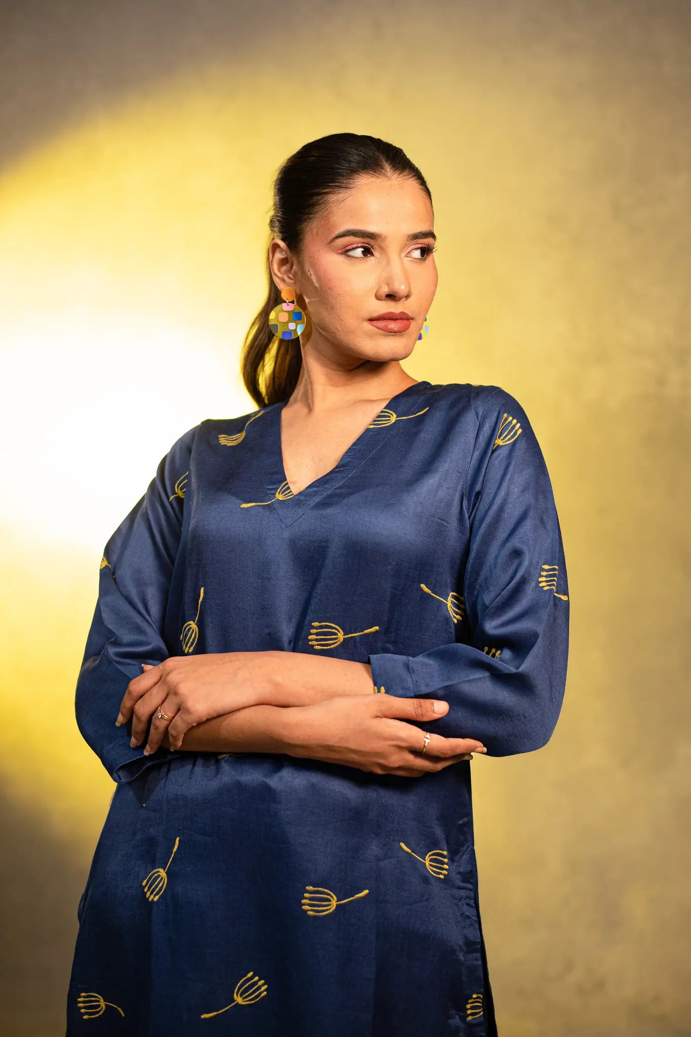 Neon Enchantment Navy Blue Kurta and Pants Set