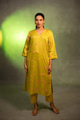 Sunburst Glow Bright Yellow Kurta and Pants Set