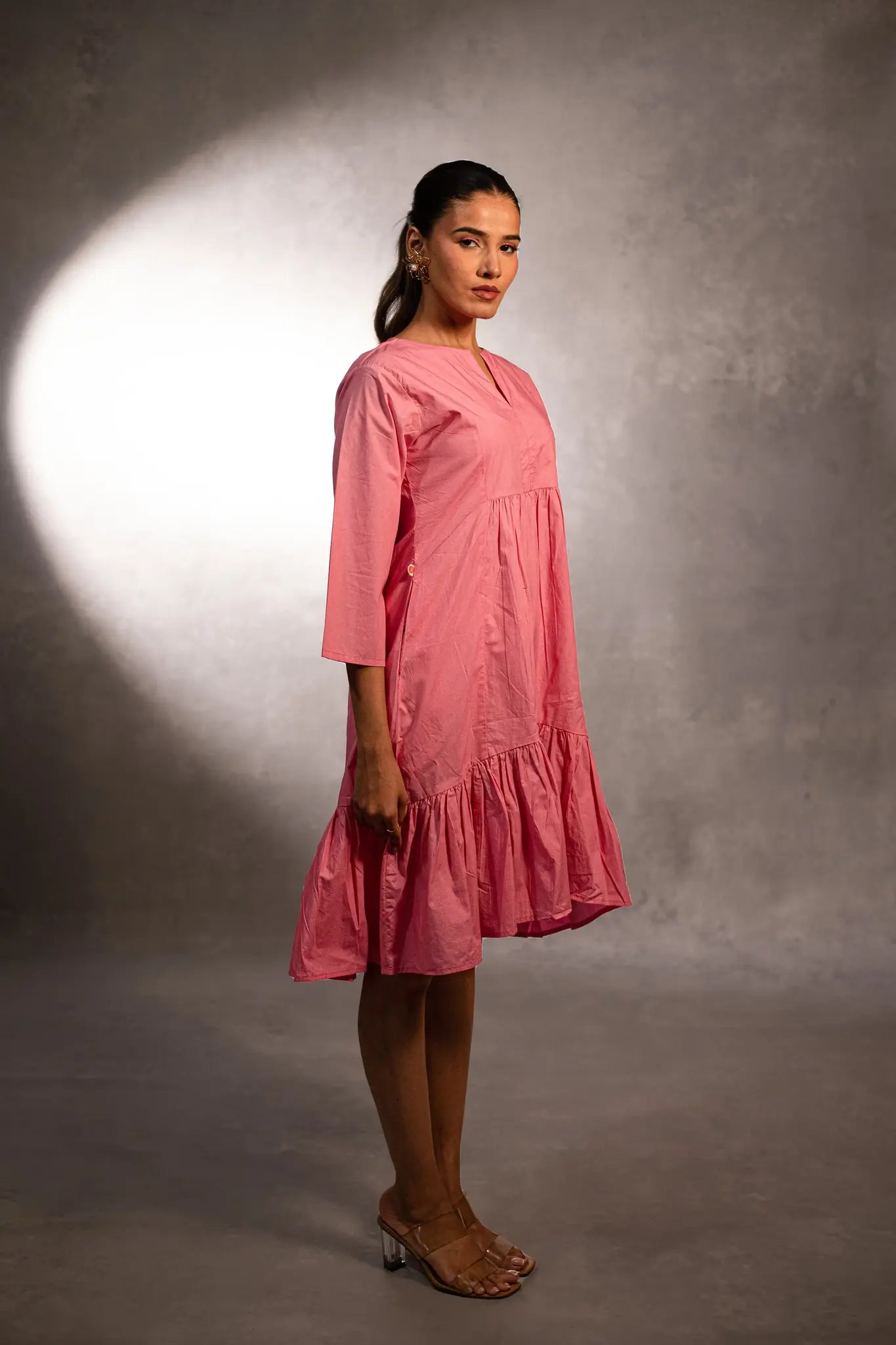 Blushing Rose Tiered Knee-Length Dress