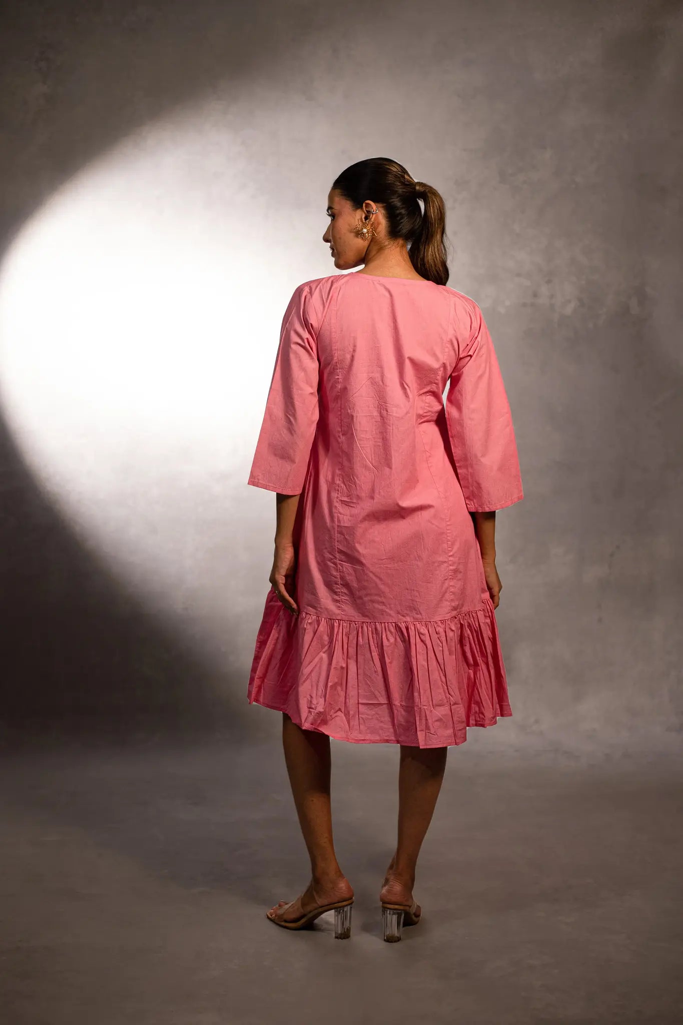 Blushing Rose Tiered Knee-Length Dress