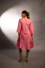 Blushing Rose Tiered Knee-Length Dress