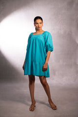 Sapphire Skies Tiered Short Dress