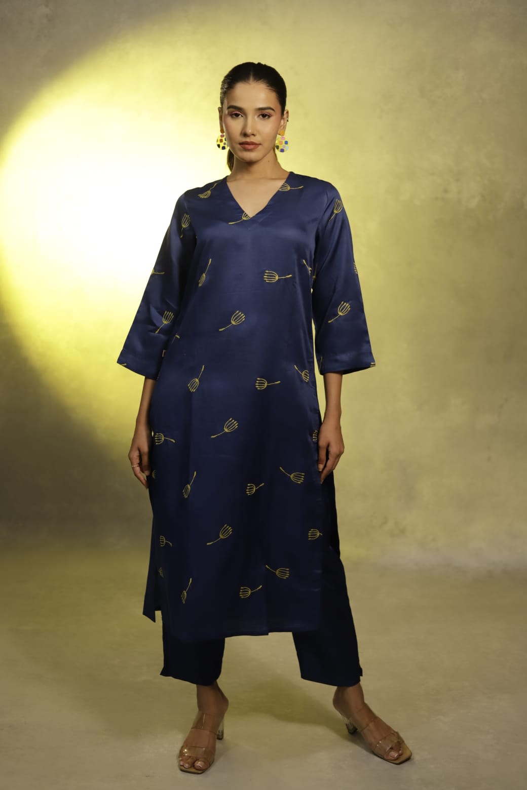 Neon Enchantment Navy Blue Kurta and Pants Set